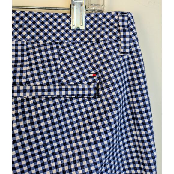 Tommy Hilfiger Stretch Career Pants 12 Blue White Gingham Check Mid Rise Cotton - Picture 5 of 12